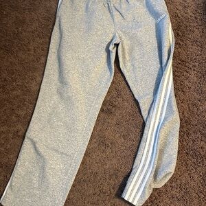 Adidas Women's Gray Joggers with White Stripes